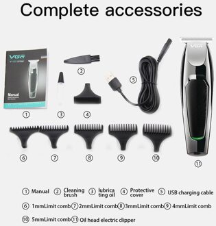 Elektrische Tondeuse Oplaadbare Scheerapparaat Baard Trimmer Professionele Mannen Haar Snijmachine Baard Kapper Hair Cut zwart