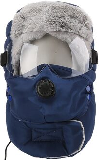 Elektrische Verwarming Cap Mannen Vrouwen Fleece Warm Houden Winddicht Cap Winter Waterdicht Met Glazen Hoed Riding Sport Warmte Accessoire 01 blauw