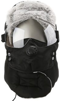 Elektrische Verwarming Cap Unisex Mode Warme Cap Winter Winter Hoeden Waterdicht Hood Hoed Met Glas zwart