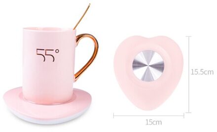 Elektrische Verwarming Mat Verstelbare Thee Heater Koffie Warmer Thermostaat Hartvormige Warm Cup Dame Gehard Glas mat met cup