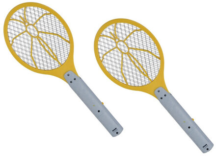 Elektrische vliegenmepper - 2x - geel/grijs - 46 x 17 cm - anti muggen