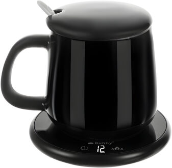 elektrische warmhoudbeker - zwart - keramiek - 400 ml - timer - met verwarmer