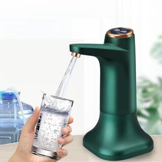 Elektrische Water Fles Pomp Met Base Usb Water Dispenser Draagbare Automatische Waterpomp Emmer Fles Dispenser groen