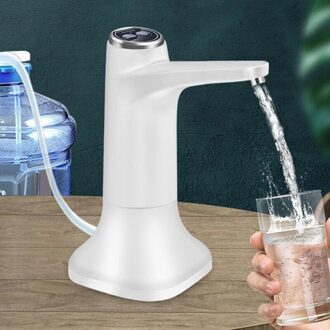 Elektrische Water Fles Pomp Met Base Usb Water Dispenser Draagbare Automatische Waterpomp Emmer Fles Dispenser wit