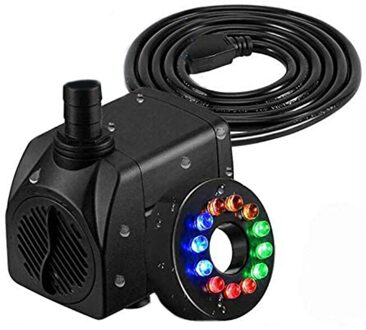 Elektrische Water Mini Waterpomp Met 12 Led-lampen Waterlandschap Decoratie Ilter Visvijver Water Pomp Voor Dompelpompen Fontein EU