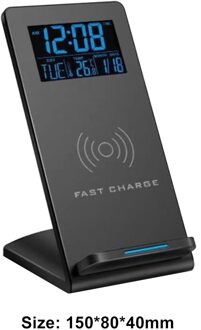 Elektrische Wekker Met Draadloos Opladen Pad Telefoon Oplader Voor Samsung Iphone Temperatuur Lcd Digitale Desktop Decor Voor Thuis