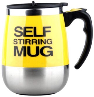 Elektrische Zelf Roeren Mok Automatische Self Mengen Spinning Geïsoleerde Smart Roestvrij Staal Thuis Mixer Melk Garde Cup geel