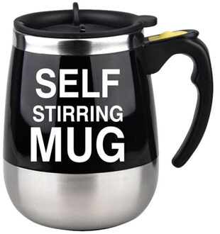 Elektrische Zelf Roeren Mok Automatische Self Mengen Spinning Geïsoleerde Smart Roestvrij Staal Thuis Mixer Melk Garde Cup zwart