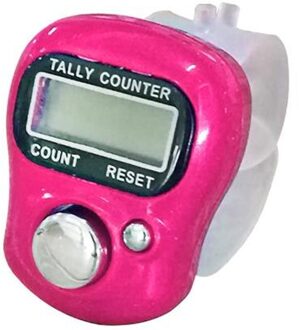 Elektronische Digitale Teller Mini Lcd Hand Held Vinger Ring Telapparaat Stitch Marker Plastic Rij Counter roze
