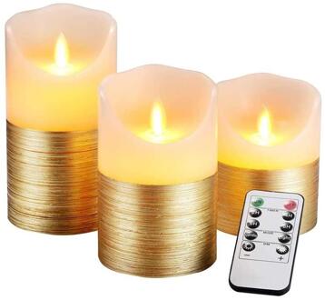 Elektronische Golden Led Simulatie Swing Kaars Vlamloze Echte Wax Flikkerende Moving Simulatie Kaars Licht Pijler Kaars