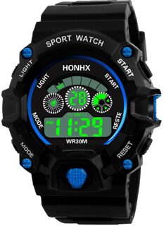 Elektronische Horloge Dubbele Tijd Digitale Display Sport Horloge 30M Waterdicht Horloge Voor Mannen Siliconen Band Horloge Hombre Reloj blauw