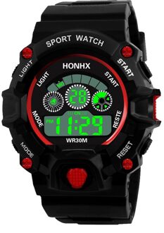 Elektronische Horloge Dubbele Tijd Digitale Display Sport Horloge 30M Waterdicht Horloge Voor Mannen Siliconen Band Horloge Hombre Reloj rood