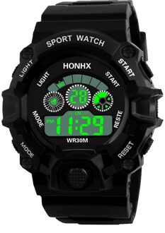 Elektronische Horloge Dubbele Tijd Digitale Display Sport Horloge 30M Waterdicht Horloge Voor Mannen Siliconen Band Horloge Hombre Reloj zwart