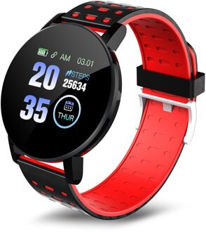 Elektronische Horloge Mannen Vrouwen Bloeddruk Waterdichte Sport Ronde Smartwatch Smart Klok Fitness Tracker Voor Apple Android Rood