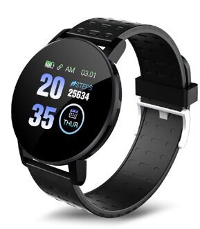 Elektronische Horloge Mannen Vrouwen Bloeddruk Waterdichte Sport Ronde Smartwatch Smart Klok Fitness Tracker Voor Apple Android zwart