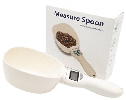 Elektronische Kat Hond Granen Schaal Pro Huishoudelijke Wegen Meter Huisdier Voedsel Wegen Lepel Met Opknoping Gat Dierbenodigdheden Lcd Display