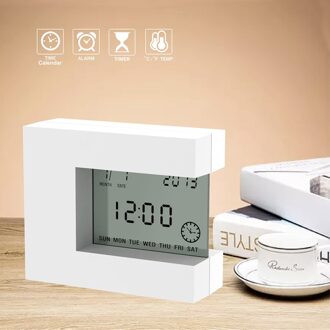 Elektronische Klok Thuis Bureau Decoratie Met Digitale Lcd Kalender Datum Alarm Countdown Timer Temperatuur Battery Operated Vierkante