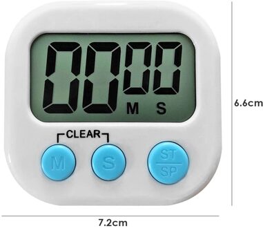 Elektronische Stopwatch Koken Screen Timer Lcd Digitale Display Magnetische Countdown Klok Met Stand Voor Keuken Accessoires wit