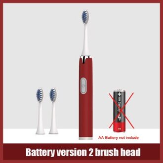 Elektronische Tandenborstel Wasbare Whitening Ontspannen Tanden Borstel Krachtige Sonic Elektrische Toothbru Usb Oplaadbare Volwassen Ultra Sonic rood 3 Heads