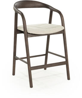 Eleonora Barstoel 'Rayven' Essen en stof, kleur Bruin (zithoogte 65cm)