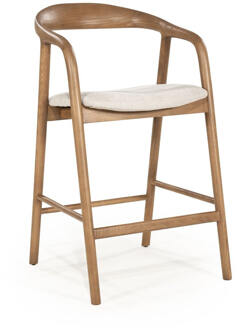 Eleonora Barstoel 'Rayven' Essen en stof, kleur Lichtbruin (zithoogte 65cm)