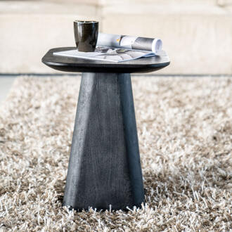 Eleonora Bijzettafel 'Aron' Mangohout, 40 x 40cm, kleur Zwart - 40 x 40 cm