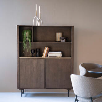 Eleonora Boekenkast 'Lio' Mangohout en Travertin, 150 x 120cm Bruin - 150 x 120 cm