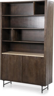 Eleonora Boekenkast 'Lio' Mangohout en Travertin, 200 x 120cm Bruin - 200 x 120 cm