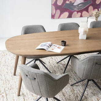 Eleonora Deens Ovale Eettafel 'Elijah' Eiken, 220 x 100cm, kleur Bruin - 220 x 100 cm