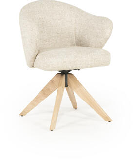 Eleonora Draaibare Eetkamerstoel 'Connor' Eiken onderstel, kleur Beige