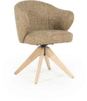 Eleonora Draaibare Eetkamerstoel 'Connor' Eiken onderstel, kleur Mosterd