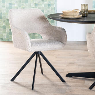 Eleonora Draaibare Eetkamerstoel 'Fabio' Bouclé, kleur Beige