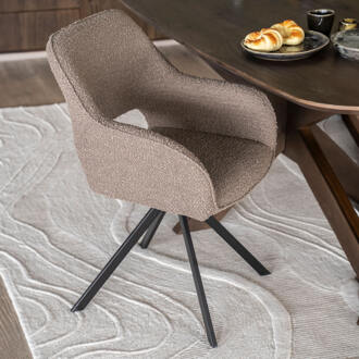 Eleonora Draaibare Eetkamerstoel 'Fabio' Bouclé, kleur Bruin