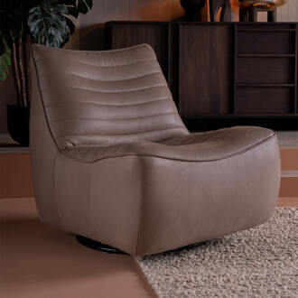 Eleonora Draaifauteuil 'Matthew' Leer, kleur Taupe