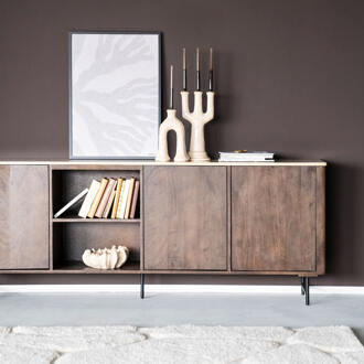 Eleonora Dressoir 'Lio' Mangohout en Travertin, 200cm Bruin - 200 cm