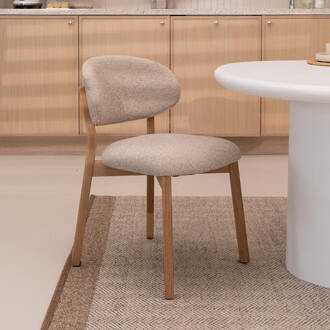 Eleonora Eetkamerstoel 'Mikky' kleur Taupe/Naturel Taupe / Naturel