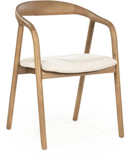 Eleonora Eetkamerstoel 'Rayven' Essen en stof, kleur Lichtbruin