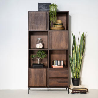 Eleonora Opbergkast 'Jimmy' Mangohout en Metaal, 180 x 90cm, kleur Bruin