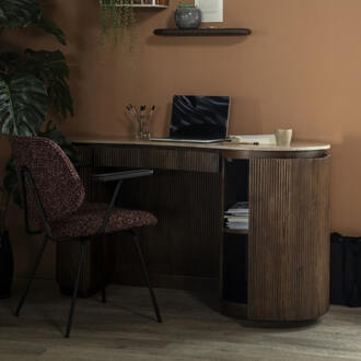 Eleonora Organisch Bureau 'Mari' Mangohout en Travertin, 129 x 60cm Bruin
