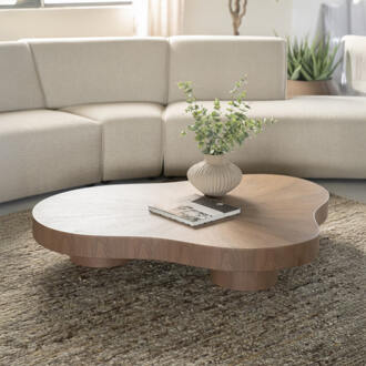 Eleonora Organische Salontafel 'Bobbie' Walnootfineer lichtbruin, 150 x 110cm, kleur Naturel Light Brown