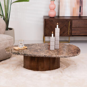 Eleonora Organische Salontafel 'Bradley' Marmer en mangohout, 120 x 75cm Bruin - 120 x 75 cm