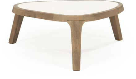 Eleonora Organische Salontafel 'Fred' Marmer en mangohout, 64 x 75cm Bruin - 64 cm