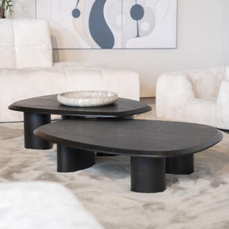 Eleonora Organische Salontafel 'Walter' Eiken, 96 x 78cm, kleur Zwart (per stuk) - 96 x 78 cm