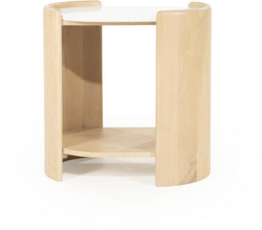 Eleonora Ovale Bijzettafel 'Don' Marmer en eikenhout, 50 x 35cm Naturel - 50 x 35 cm