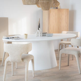 Eleonora Ovale Eettafel 'Elin' 200 x 110cm Wit - 200 x 110 cm