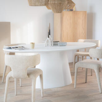 Eleonora Ovale Eettafel 'Elin' 250 x 110cm Wit - 250 x 110 cm