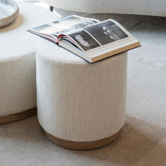 Eleonora Poef/Bijzettafel 'Avah' Bouclé, 41cm, kleur Beige - 41 cm