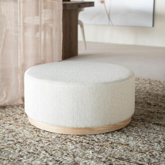 Eleonora Poef/Salontafel 'Avah' Bouclé, 80cm, kleur Beige - 80 cm