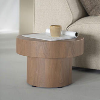 Eleonora Ronde Bijzettafel 'Bobbie' Walnoot, 45cm, kleur Naturel - 45 cm