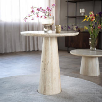 Eleonora Ronde Bistrotafel 'Aime' Travertin, 70cm Beige - 70 cm